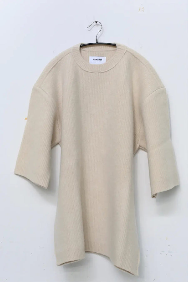 Hed Mayner knitted felt T -shirt SS22_K70_ECRU/WO beige